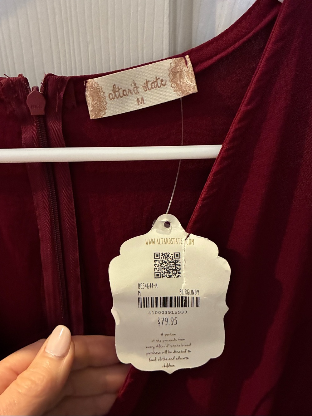 Altar’d State Wrap-Style Burgundy Ruffle Dress - Picture 3 of 4